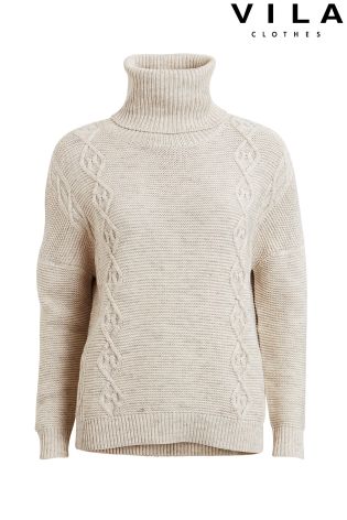 Vila Roll Neck With Cable Detail Jumper